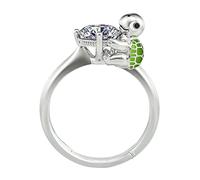 Rubu22a Cartoon Turtle Rhinestone Ring Silver Turtle Rhinestone Ring Geometric Shape Open Adjustable Ring Lines Wrap Ring Minimalist Ring Gift for Her Rings Real Silver Vintage, silver, One Size