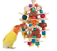 Rubu22a Chew Toy for Birds Made of Natural Corn on the Cob and Loofah, Parrot Toy, Bird Chewing Large Toy for African Greys, Macaw, Cockatoo, Amazon (A)