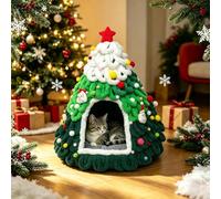 Rubu22a Christmas Tree Cat Bed Knitted Warm Nest 50 x 60 cm F | Cat cave, for puppies and small animals, indoor and outdoor, multiple colour variations, warm knitted design