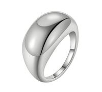 Rubu22a Chunky Dome Statement Rings Gold Plated Stackable Thick Band Ankle Rings for Women Finger Minimalist Jewellery Size 5 12 Rings Men Black, silver, 8
