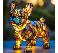 Rubu22a Cute Vintage 3D Highland Cow Table Lamp, Corgi and Pug Lamp, USB Small Nightstand, French Bulldog Dog Series,LED Desk Night Light for Bedroom (F)