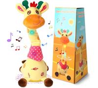 Rubu22a Dancing Talking Giraffe Plush Toy Baby Toy Repeating What You Say Luminous Musical Giraffe with 10 Nursery Rhymes Gifts (Yellow)