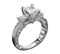 Rubu22a Diamond Ring Popular Exquisite Ring Simple Fashion Jewellery Popular Accessories Marigold Tea Organic, silver, 7 (EU)