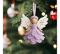 Rubu22a DIY Crochet Angel Ornament Set, Angel Doll Crochet Hook Set for Beginners, Christmas Tree Decorations, Crochet Doll Hanging (Purple)