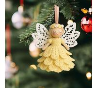 Rubu22a DIY Crochet Angel Ornament Set, Angel Doll Crochet Hook Set for Beginners, Christmas Tree Decorations, Crochet Doll Hanging (Yellow)
