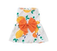 Rubu22a Girls Dog Dress, Flower Strawberry Princess Dress, Sleeveless, Puppy Clothes, Cat Bow Decor Costume, Breathable Vest for Small, Medium Pets (Orange, XXL)