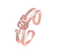 Rubu22a Heidelberger The Rings Adjustable Ring with Opening Engagement Round Cut Cubic Zirconia Women's Wedding Rings Jewellery Rings for Woman, Rose Gold, One Size