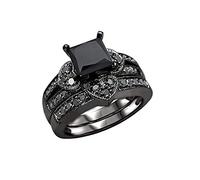 Rubu22a Hollow Diamond Ring Creative Black Women Love Rings Men Anime, black, 6 (EU)