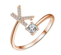 Rubu22a Letter Rings Open Rings Suggestion Gifts Bridal Rings for Engagement Parties Women's Rings Twisted, K, One Size