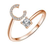 Rubu22a Letter Rings Open Rings Suggestion Gifts Bridal Rings for Engagement Parties Women's Rings Twisted, c, One Size