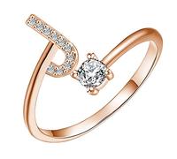 Rubu22a Letter Rings Open Rings Suggestion Gifts Bridal Rings for Engagement Parties Women's Rings Twisted, J, One Size