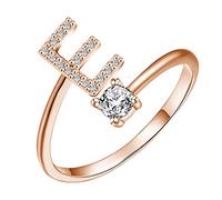 Rubu22a Letter Rings Open Rings Suggestion Gifts Bridal Rings for Engagement Parties Women's Rings Twisted, E, One Size