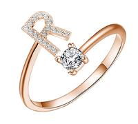 Rubu22a Letter Rings Open Rings Suggestion Gifts Bridal Rings for Engagement Parties Women's Rings Twisted, R, One Size