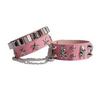 Rubu22a Pack of 2 Unisex Punk Studded Bracelet, Leather Bracelet, Black Gothic Bangle Rivets, Leather Rivets, Cuff for Halloween, Christmas, Costume Party, Rock, Concert, one size, Stainless Steel