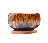 Rubu22a Planter - 10 x 5 cm Glazed Ceramic Flower Pot Plant Pot Lotus Pot for Bonsai, Succulents, Flat Hydroponics Decorative Oriental Flower Bowl (D)