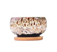 Rubu22a Planter - 10 x 5 cm Glazed Ceramic Flower Pot Plant Pot Lotus Pot for Bonsai, Succulents, Flat Hydroponics Decorative Oriental Flower Bowl (E)