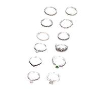 Rubu22a Vintage Rings Over 12 Pieces Silver Rings Bohemian Stack Women Rings Legend The Five Rings, silver, One Size