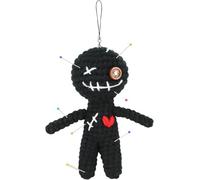 Rubu22a Voodoo Doll with Needles, Large, 12 cm, Office Gift for Colleagues, Friends, Funny Gifts for Relaxing, Stress Relief (Black*1)