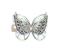 Rubu22a Women's Butterfly Ring, Engagement Rings, Statement Rings for All Women Marigold Care, White, 6 (EU)