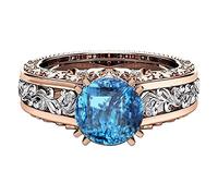Rubu22a Women's Colour Ring Gift Rose Separation Jewellery Plated Gold Ring Alloy Rings Wire Rings, blue, 12 (EU)