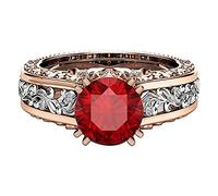 Rubu22a Women's Colour Ring Gift Rose Separation Jewellery Plated Gold Ring Alloy Rings Wire Rings, red, 7 (EU)
