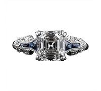 Rubu22a Work excellent, irregular square ring for women, engagement ring, jewellery gifts, around rings, flowers, silver, 7 (EU)