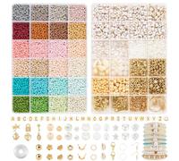 Ruby 3mm Seed Beads for Bracelet Making, 24 Morandi Colours with Letter ＆ Wooden Beads - for Boho Jewelry Making Kit