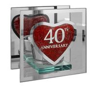 Ruby 40th Wedding Anniversary Tea Light Holder Mirrored Glass