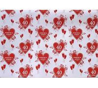 Ruby 40th Wedding Anniversary Wrapping Paper - 1 Sheet & 1 Tag
