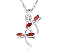 Ruby 925 Sterling Silver Dragonfly Necklace for Women Dreamy Dragon fly Pendant Dragonflies Jewelry Birthday Gifts, 18+2" Adjustable Chain