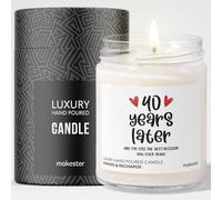 Ruby Anniversary Candle Gifts - Luxury Soy Wax - Vanilla, Jasmine, Sugared Almond - Makester