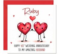 Ruby Anniversary Card for Husband - 40th Wedding Anniversary Cards for Husband from Wife Cute Anniversaries Greeting Cards