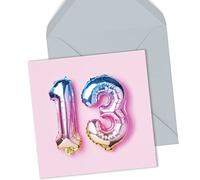 Ruby Ashley 13th Birthday Card For Girl Or Boy - 13th Anniversary Card - Birthday Card For A Thirteen Year Old - Rainbow Foil Balloons 13th Card