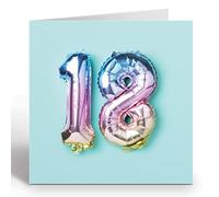 Ruby Ashley 18th Birthday Card For Boys or Girls - 18th Anniversary Card - Birthday Card For A Special Eighteen Year Old - Rainbow Foil Balloons 18th Birthday Card