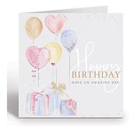 Ruby Ashley Birthday Card for Women. Balloon Happy Birthday Card for Her with Grey Envelope. 100% Recyclable. Made in the UK Eco Friendly Birthday Cards for Women.