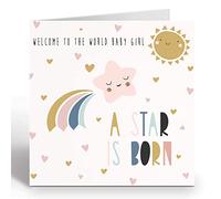 Ruby Ashley New Baby Girl Card - Baby Girl New Born Card - It’s a Girl A Star Is Born New Baby Card