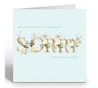 Ruby Ashley Sorry For Loss Floral Letters Sympathy Card - Condolence, Thinking Of You, Sorry For Your Loss Card Made in the UK
