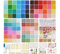 Ruby Beads for Bracelets Making Kit 5 Boxes, Seed Beads Friendship Bracelet Making Kit 96 Colors, Small Seed Beads with Letter Beads, Glass Beads for Jewelry Making Kit DIY Craft