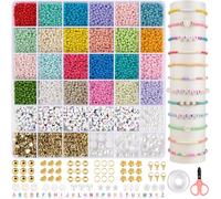 Ruby Beads for Bracelets Pastel 3 mm, Jewellery Making Kit with Letter Beads, DIY Bracelet Necklaces, Adult, Non-Foldable