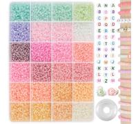 RUBY Beads for Threading Kit, 8000+ Pieces 3 mm 24 Colours Glass Beads for DIY Bracelets, Glass Beads for Threading Set, Small Beads, Seed Beads, Craft Beads, Jewellery Beads