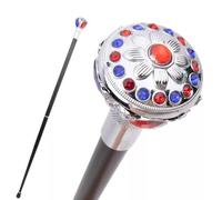 Ruby Blue Sapphire Hiking Cane, Luxury Gemstone Decorative Trekking Walking Stick, Sturdy Elegant Mobility Aid for Men Women(Blue-Red)