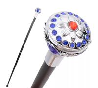 Ruby Blue Sapphire Hiking Cane, Luxury Gemstone Decorative Trekking Walking Stick, Sturdy Elegant Mobility Aid for Men Women(Blue)