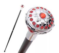 Ruby Blue Sapphire Hiking Cane, Luxury Gemstone Decorative Trekking Walking Stick, Sturdy Elegant Mobility Aid for Men Women(Red)