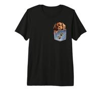 Ruby Cavalier King Charles Spaniel Denim Pocket Peeking Dog Premium T-Shirt