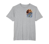 Ruby Cavalier King Charles Spaniel Denim Pocket Peeking Dog T-Shirt, Men's Big and Tall, Heather Grey, 5X Tall