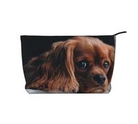 Ruby Cavalier King Charles Spaniel Puppy Dog, Cosmetic Bag Corduroy Makeup Bag Portable Travel Toiletry Bag
