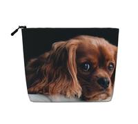 Ruby Cavalier King Charles Spaniel Puppy Dog, Cosmetic Bag Imitation Linen Makeup Bag Portable Travel Toiletry Bag