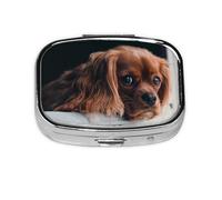 Ruby Cavalier King Charles Spaniel Puppy Dog,Meta Pill Box 2 Compartment Medicine Case,Portable Organizer,Rectangle Meta Portable Organizer Pill Box 73 Compartment Medicine Case