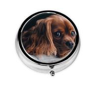 Ruby Cavalier King Charles Spaniel Puppy DogMeta Pill Box 3 Compartment Medicine Case,Portable Organizer