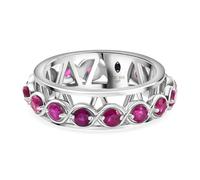 Ruby Chakra Spinner Band Ring - Rhodium-Plated Sterling Silver - Infinity Loop Eternity Design - Stress-Relief Rotating Ring - Art Deco Jewelry for Women - Size O